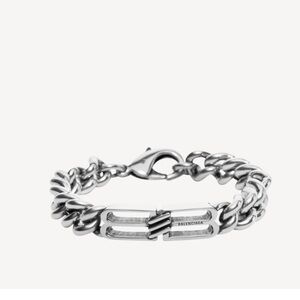 BALENCIAGA BB ICON GOURMETTE BRACELET IN SILVERTONE